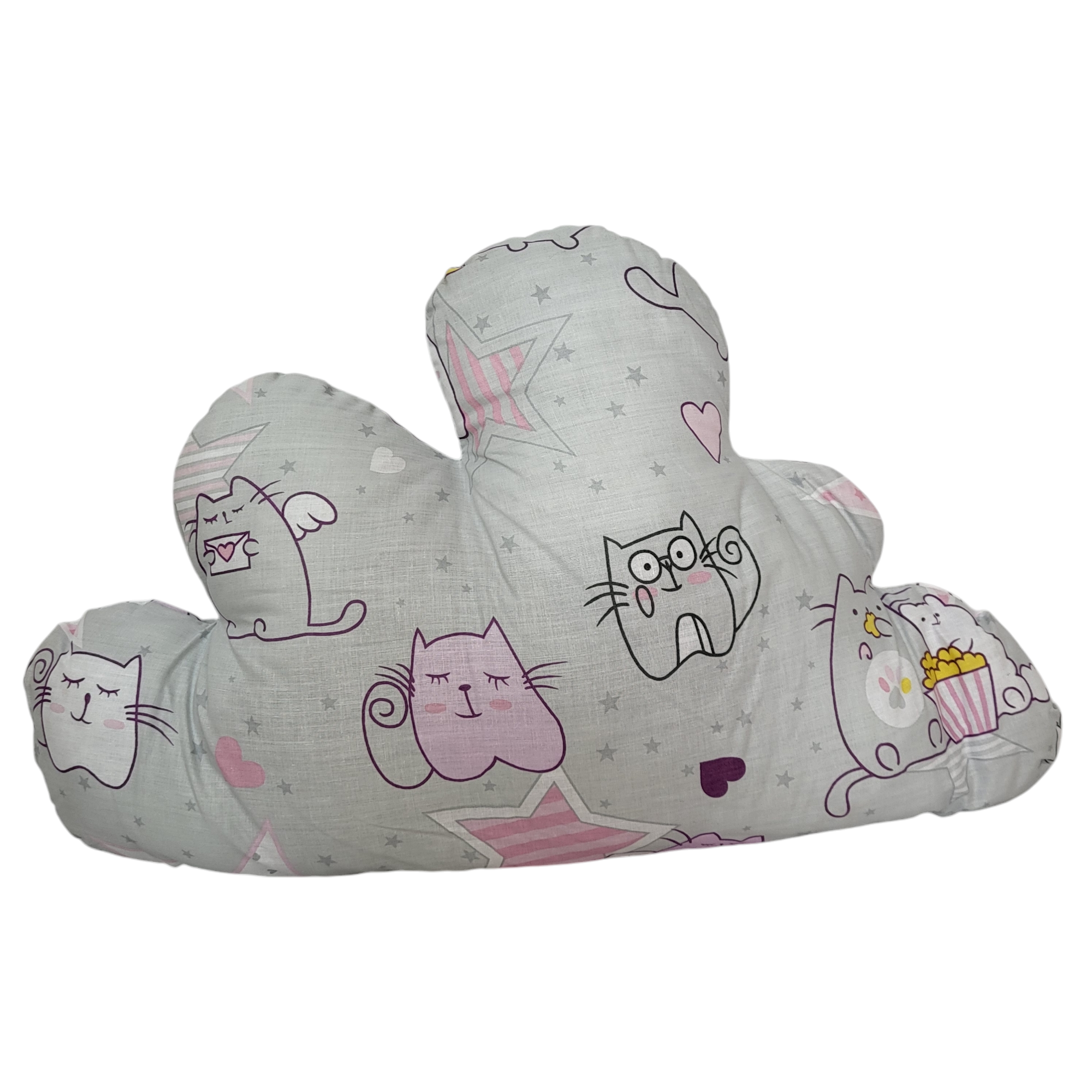 Подушка декоративная Облако с котиками 60х36 см Серый (1438)