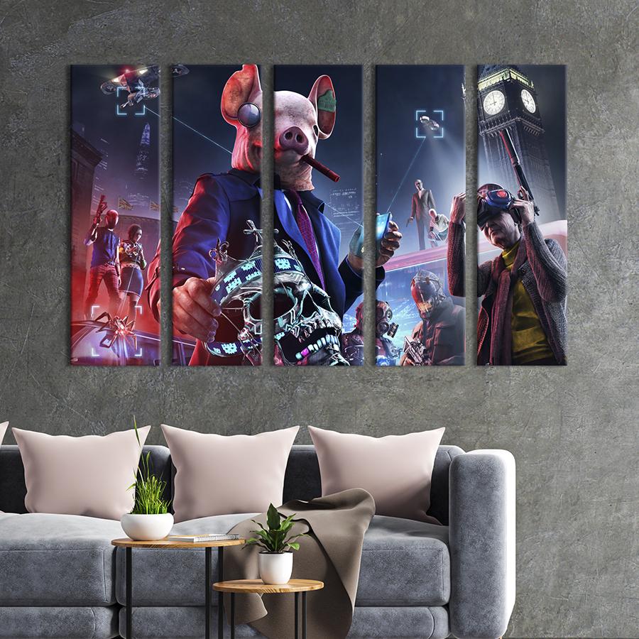 Картина на холсте Стильный постер игры Watch Dogs: Legion 132x80 см (1527-51)