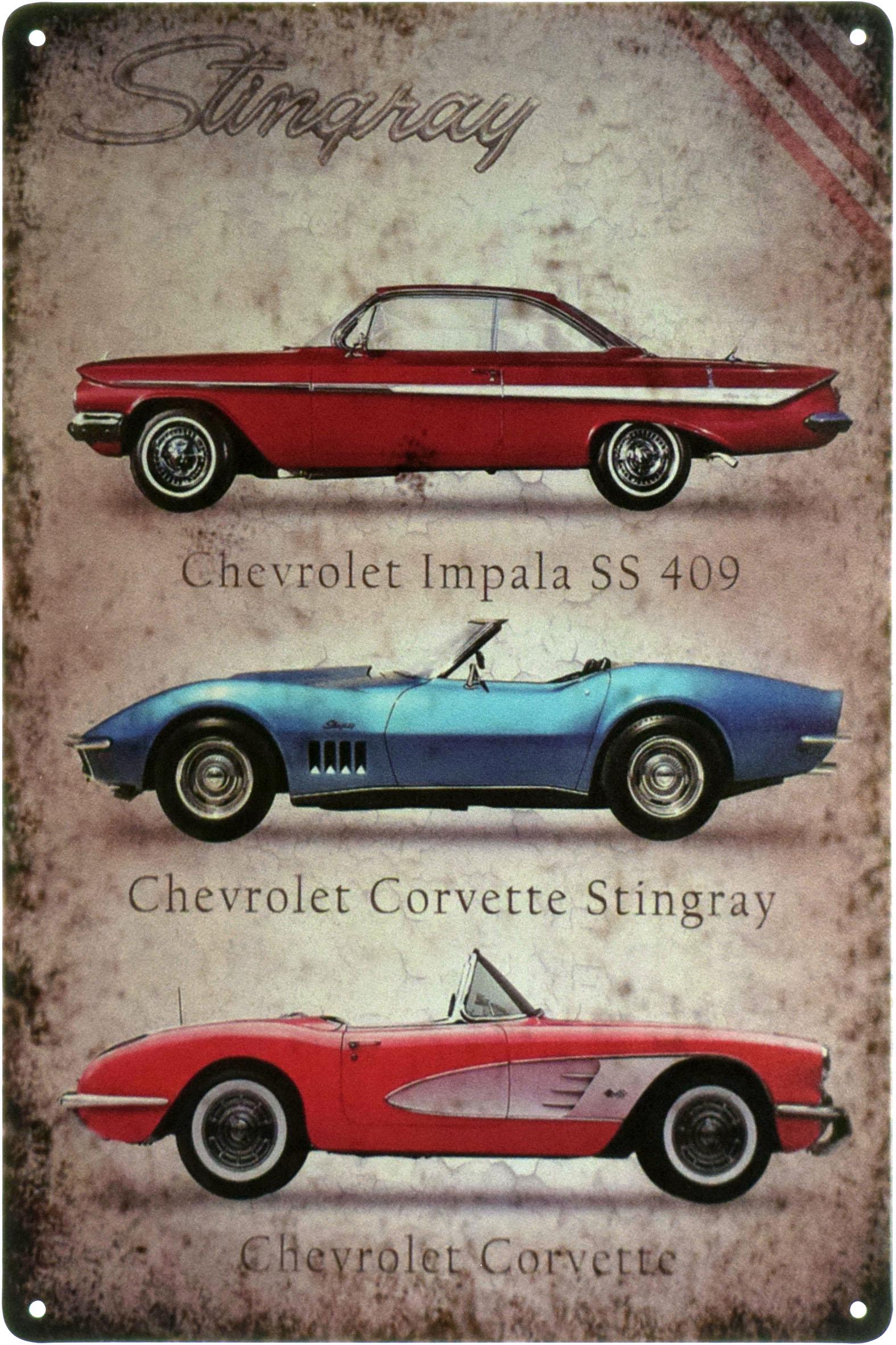 Табличка металлическая Chevrolet Stingray 20x30 см