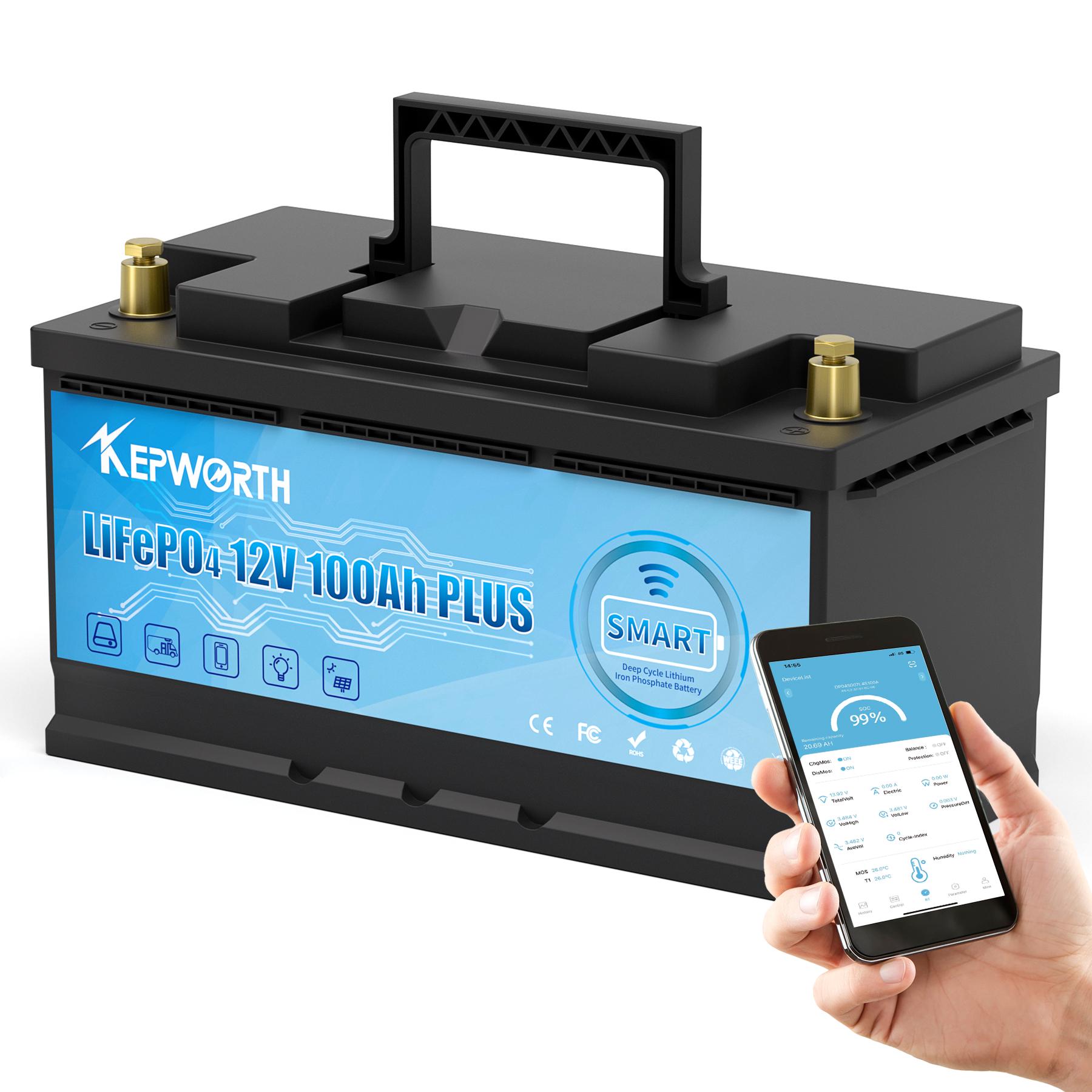 Аккумулятор Kepworth LiFePO4 12V 100Ah 1280W Smart Bluetooth с зарядным устройством BMS (K12100999) - фото 2 Аккумулятор Kepworth LiFePO4 12V 100Ah 1280W Smart Bluetooth с зарядным устройством BMS (K12100999) - фото 2