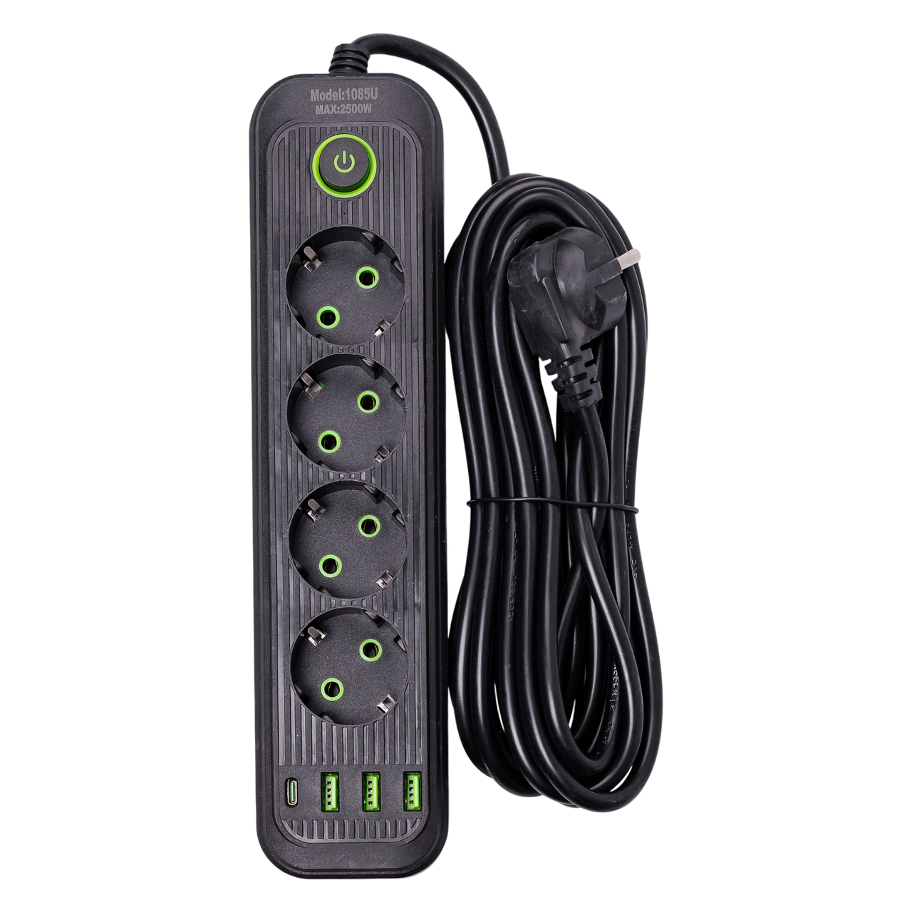 Подовжувач на 4 розетки з 3 USB 1 Type-C та кнопкою відключення 4,35 м (HP-5-14) - фото 3 Подовжувач на 4 розетки з 3 USB 1 Type-C та кнопкою відключення 4,35 м (HP-5-14) - фото 3