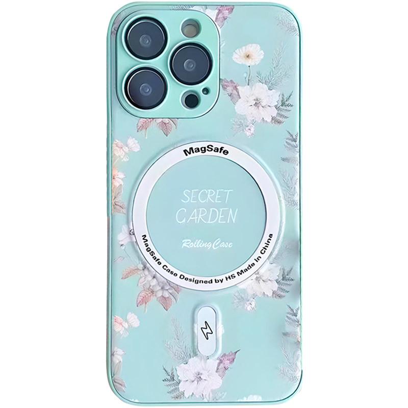 Противоударный TPU+PC чехол Secret Garden with MagSafe для Apple iPhone 13 Pro (6.1") Mint - фото 1