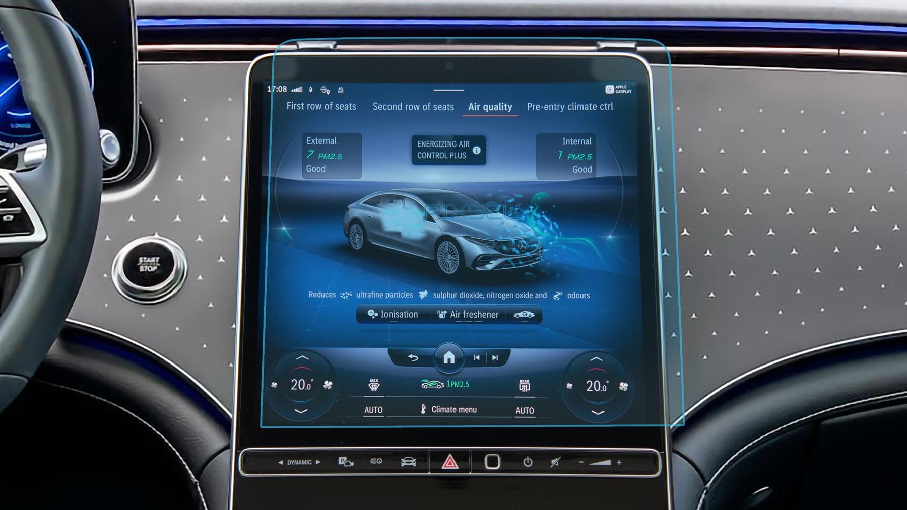 Стекло защитное Pixsel гибридный глянец на монитор Mercedes Benz EQS 14“ 2022