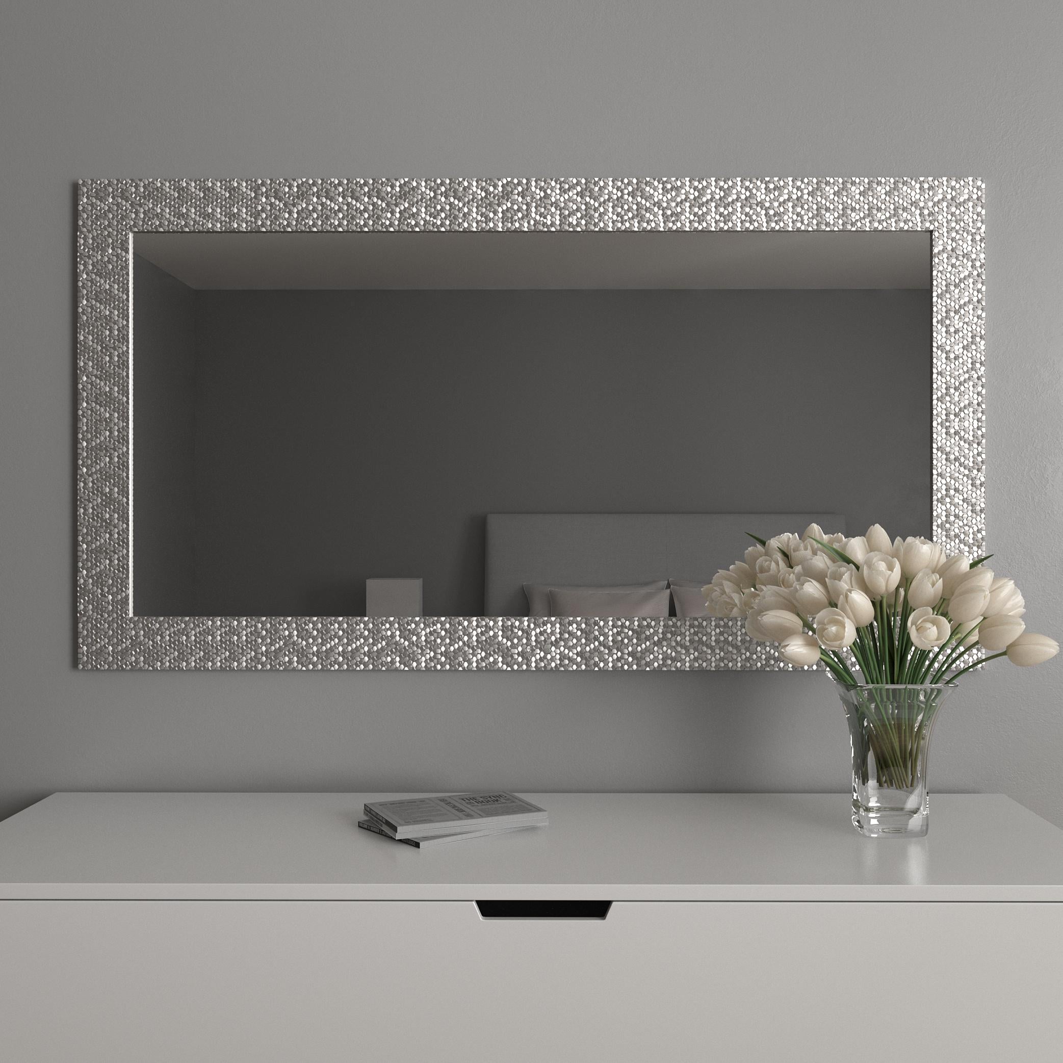 Зеркало на стену в багетной раме 140х76 см Серебристый (8518А-420)