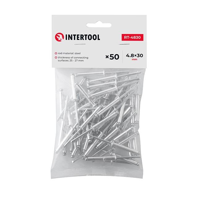 Заклепка алюмінієва Intertool 4.8х30 мм 50 шт. (RT-4830) Заклепка алюмінієва Intertool 4.8х30 мм 50 шт. (RT-4830)