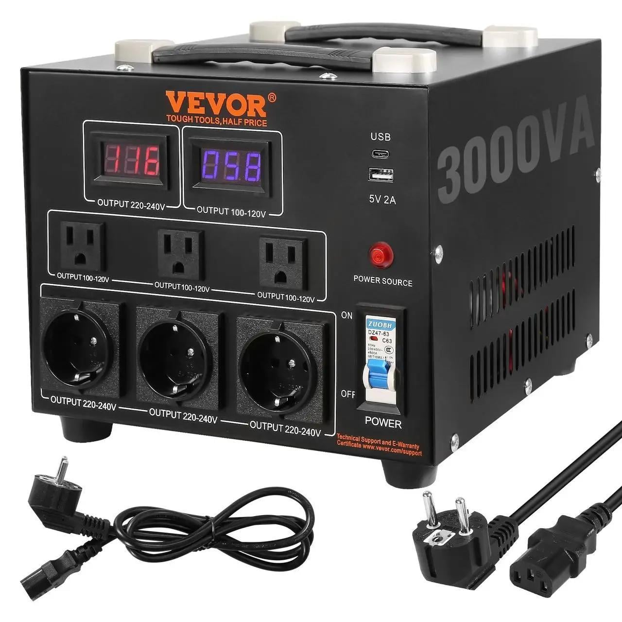 Преобразователь напряжения Vevor 110В в 220 В 3000W (840349935638) Преобразователь напряжения Vevor 110В в 220 В 3000W (840349935638)