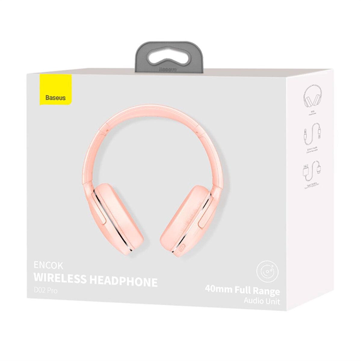Навушники бездротові BASEUS Encok Wireless headphone D02 Pro BT5.3 450 mAh Pink (NGTD010304) - фото 7