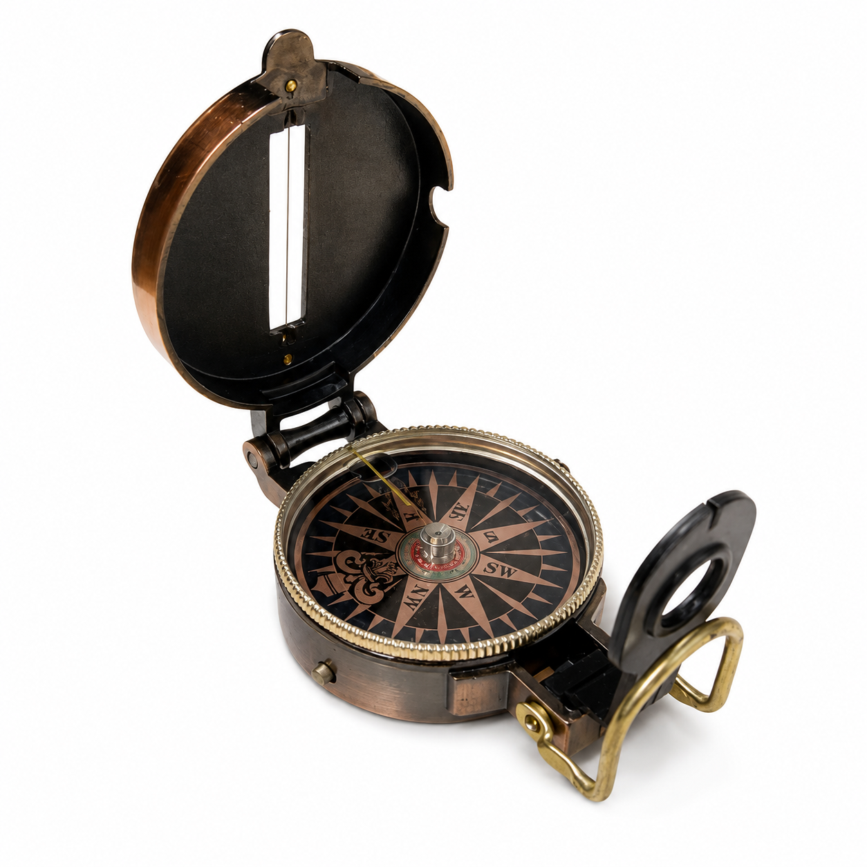 Компас магнітний туристичний Marine Compass Black у металевому корпусі з фіксацією стрілки (C_ZC45-3G)