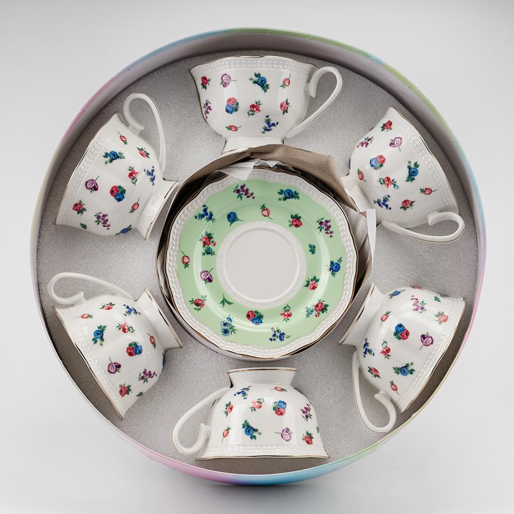 Набор чашек и блюдец Мятная мелодия на 6 персон 230 мл Белый (9292-017)