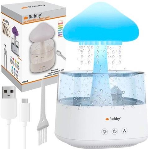 Увлажнитель воздуха ароматический с LED-ночником и эффектом дождя Белый - фото 4