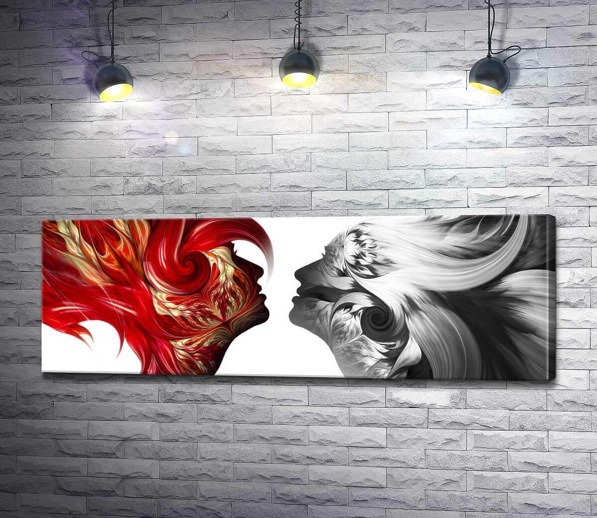 Картина ArtPoster Абстрактные силуэты девушек из фрактальных узоров 100x35 см Модуль №1 (004216)