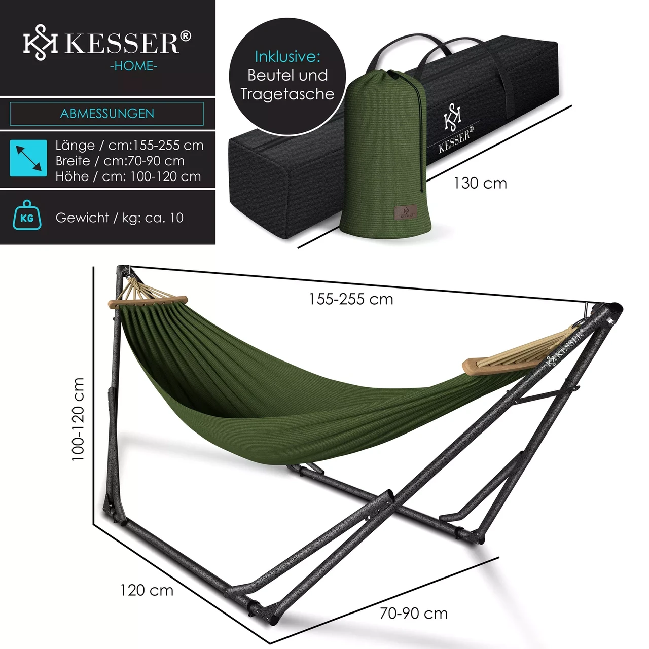 Гамаки KESSER підвісний для саду та дачі 200 кг 360x120x115 см (4260729115577) - фото 3 Гамаки KESSER підвісний для саду та дачі 200 кг 360x120x115 см (4260729115577) - фото 3