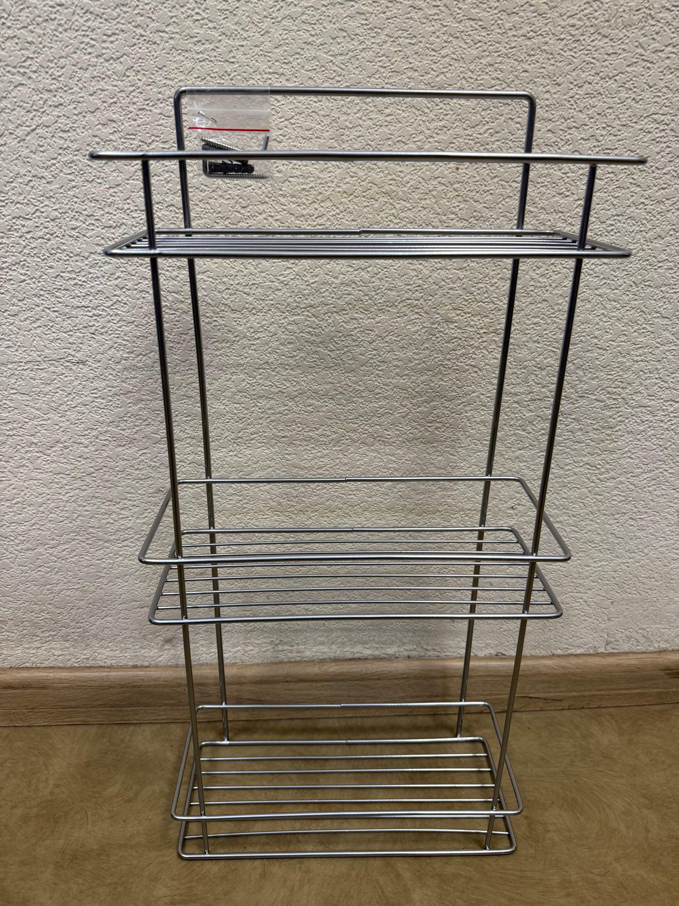 Полка Mobility 3-х ярусная для ванной комнаты металлическая прямая 28х12х56 см (29431598) - фото 3