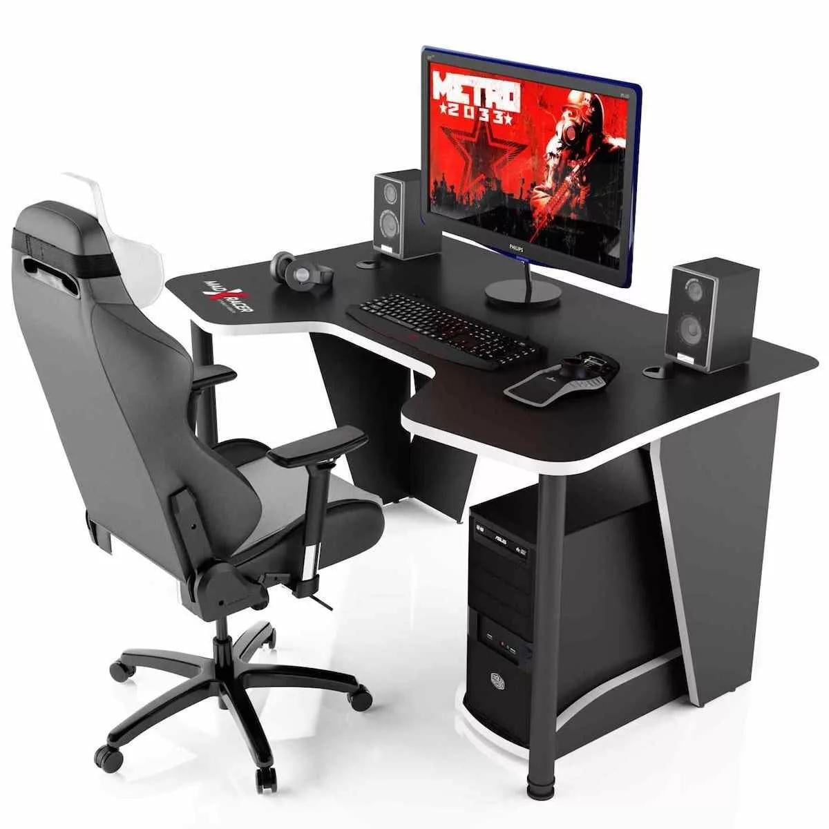 Стол геймерский CNC Mebli Comfort GT14 1400 мм Black/White