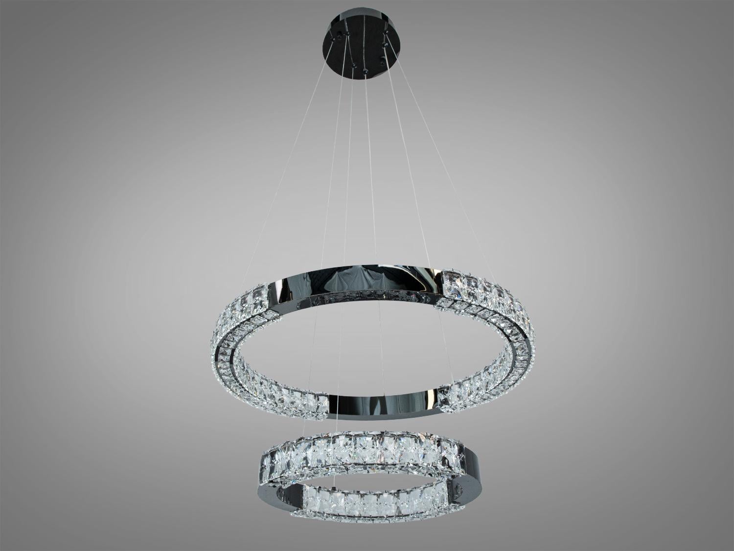 Люстра подвесная LED 2 кольца 54 Вт/пульт Черный хром (7968/600+400BHR) Люстра подвесная LED 2 кольца 54 Вт/пульт Черный хром (7968/600+400BHR)