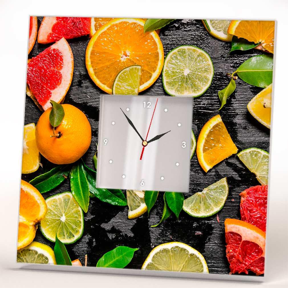 Часы настенные стильные WonderCloud цитрусы 260x260 мм (C03880)