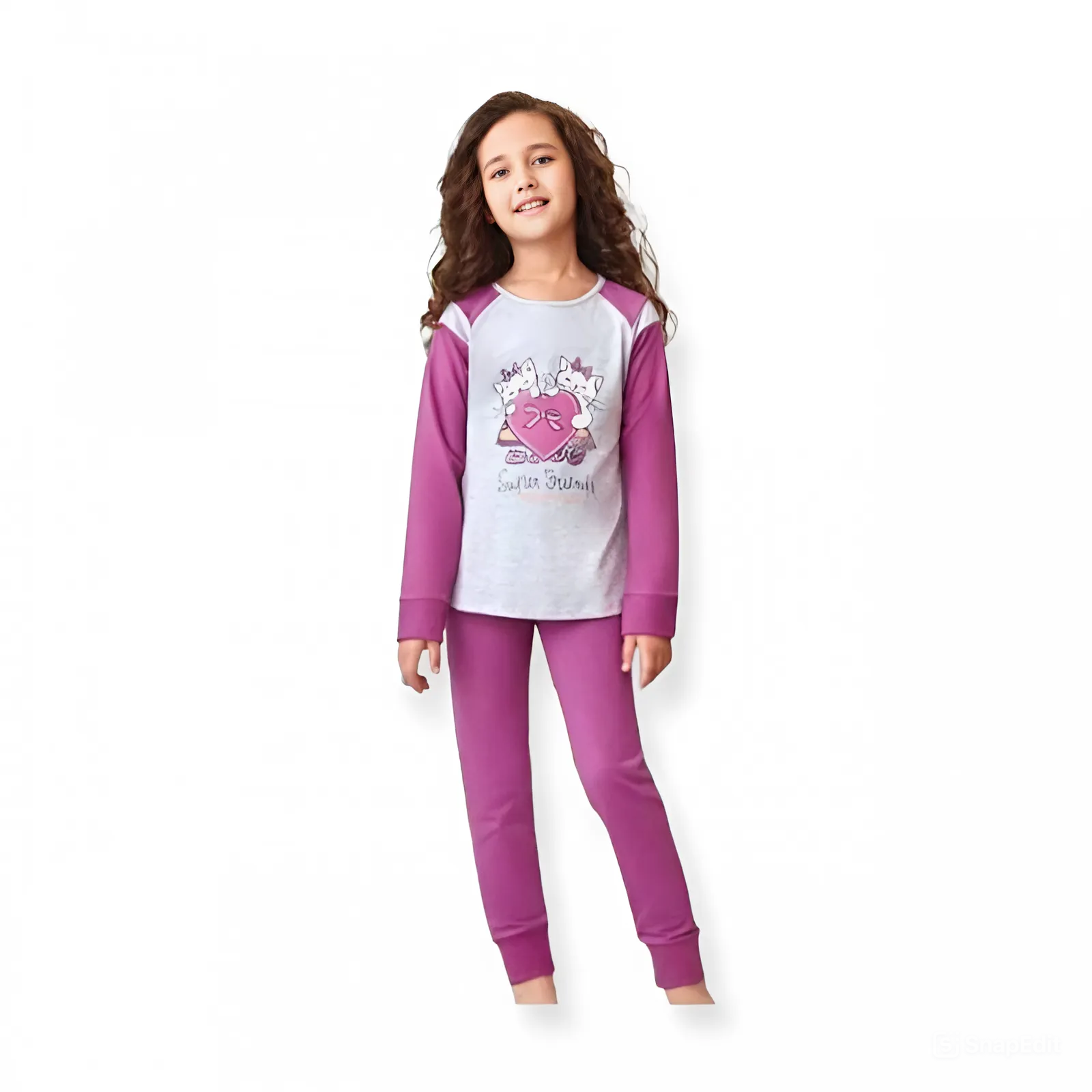 Пижама для девочки хлопковая BAYKAR р. 2 92-98 см 2-3 года Серый меланж с сиреневым (9241-220)