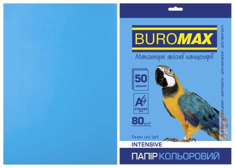 Бумага офисная цветная Buromax INTENSIVE А4 80 г/м2 светло-синий 50 листов (BM.2721350-30)