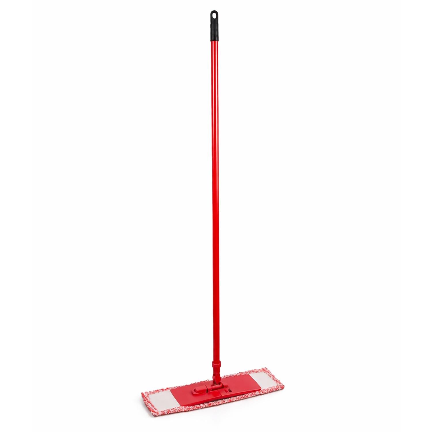 Швабра плоская с микрофибровой насадкой для мытья полов Красный