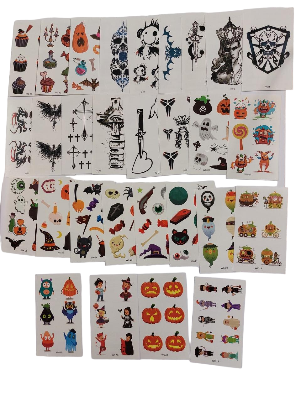 Тату временные Хэллоуин 30 шт. 10х6 см Разноцветный (Т566/4)