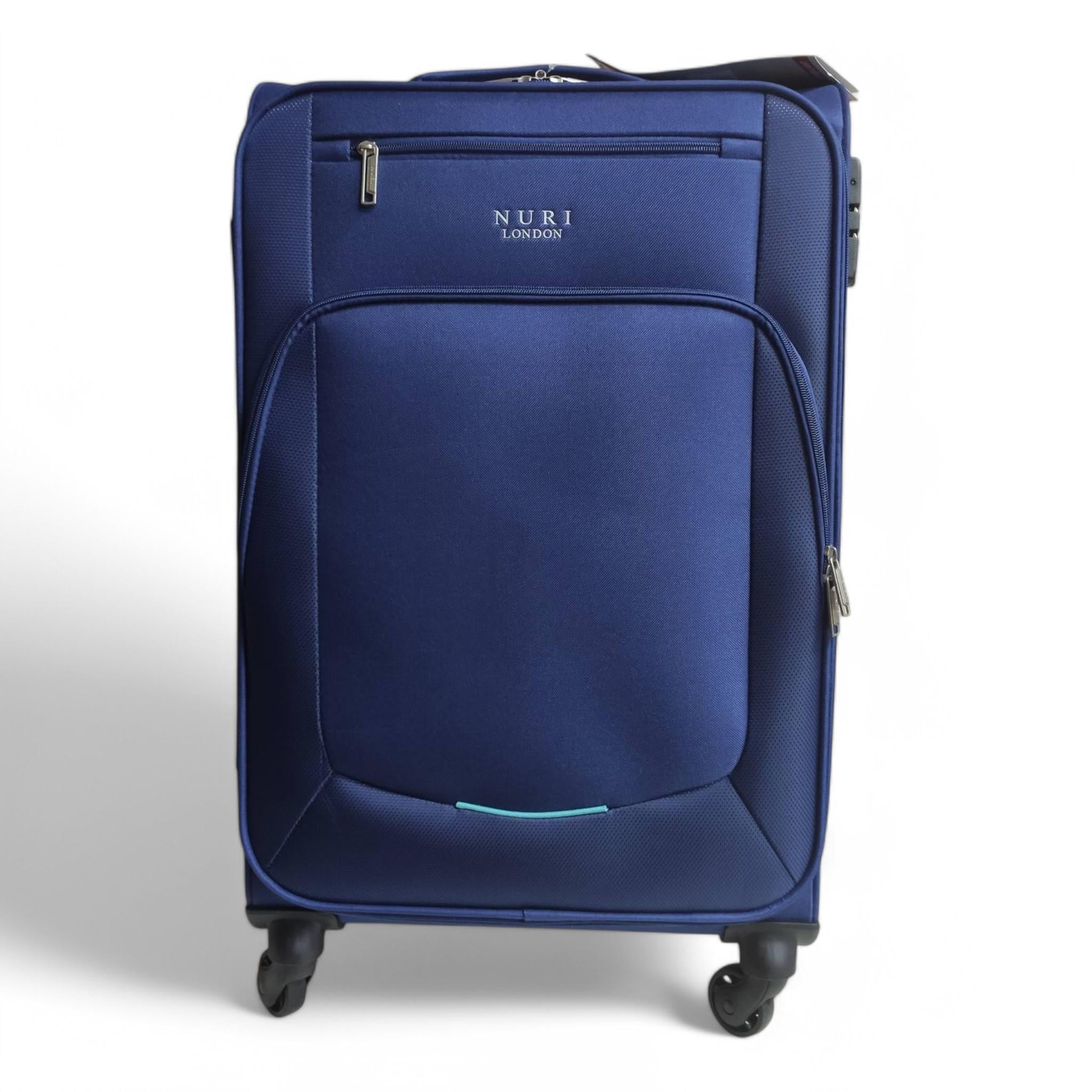 Чемодан Nuri 3657 LONDON Navy на 4 колесах прочная ткань L (09267)