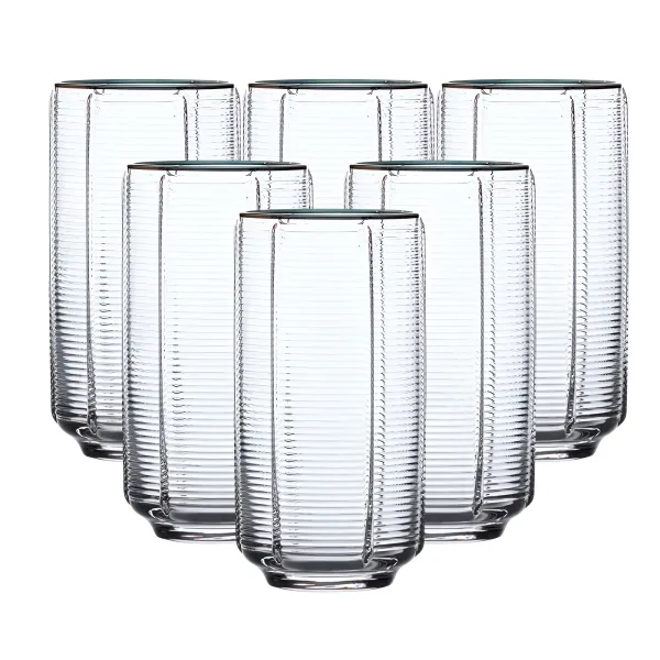Набір склянок Stunning високих ребристих 6 шт. по 400 мл Прозорий/Золотий