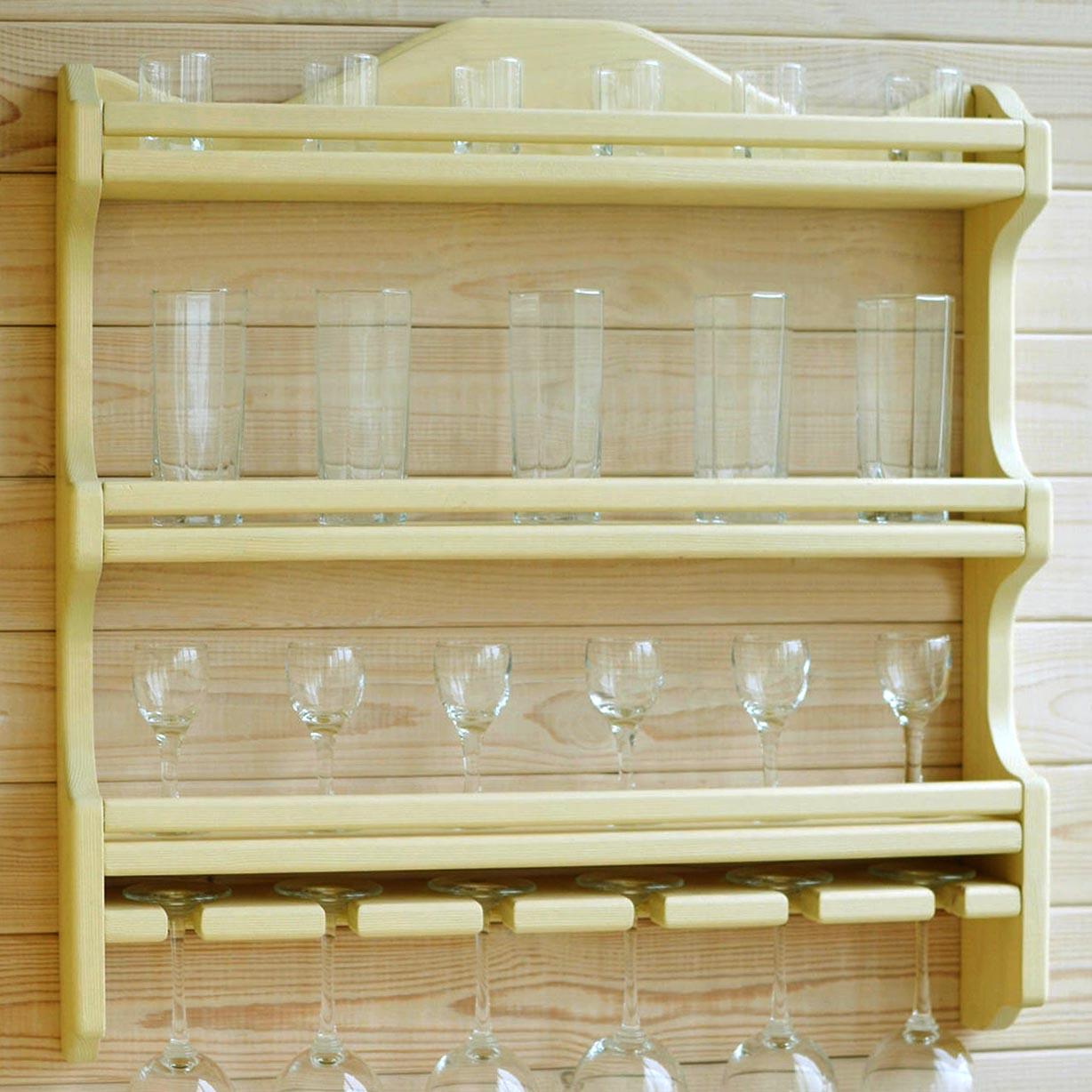 Полка для бокалов из дерева Эмори Лимонад (ОБС-002351)