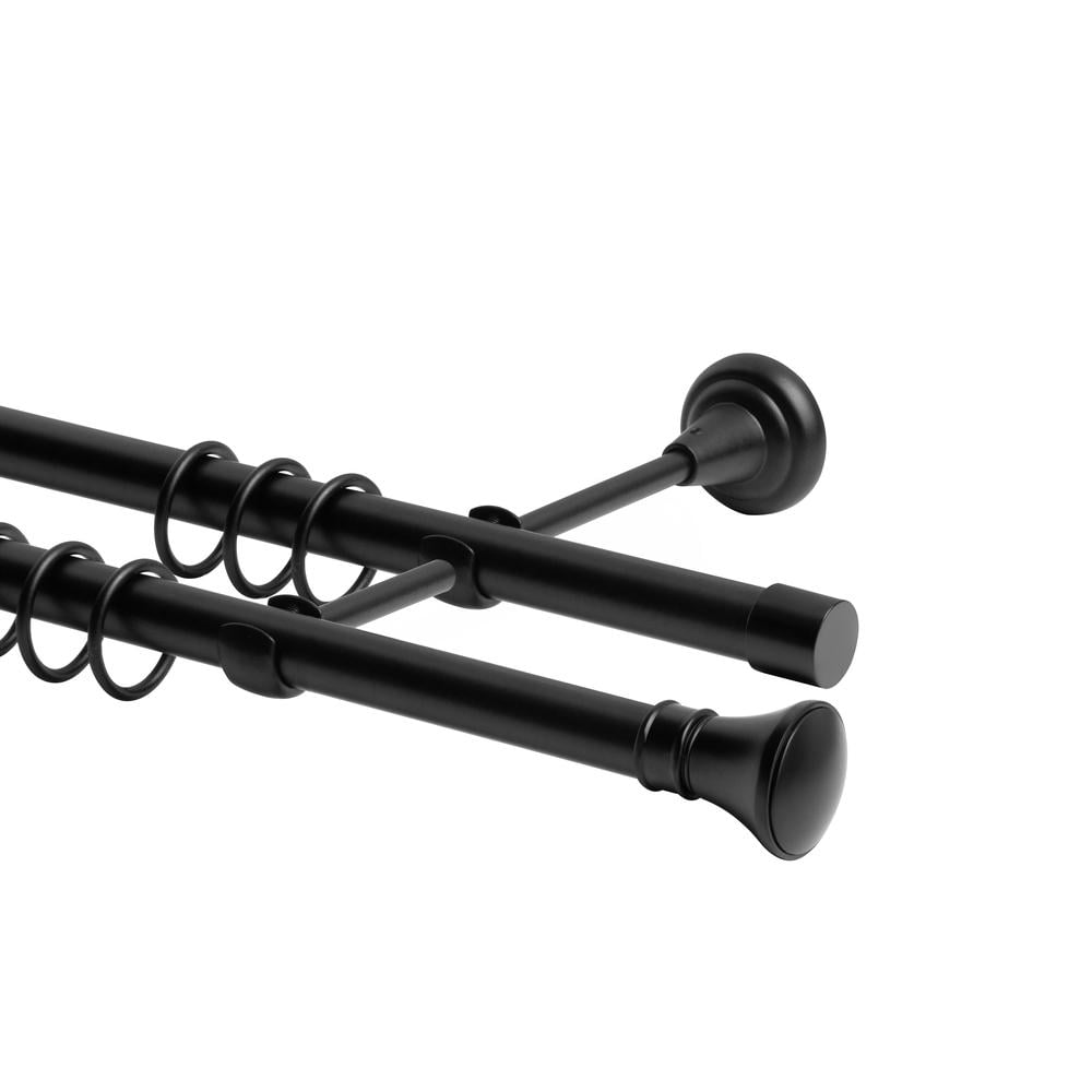 Карниз укомплектованный Люксор двойной штанга d 19 мм 300 см Черный (23575)