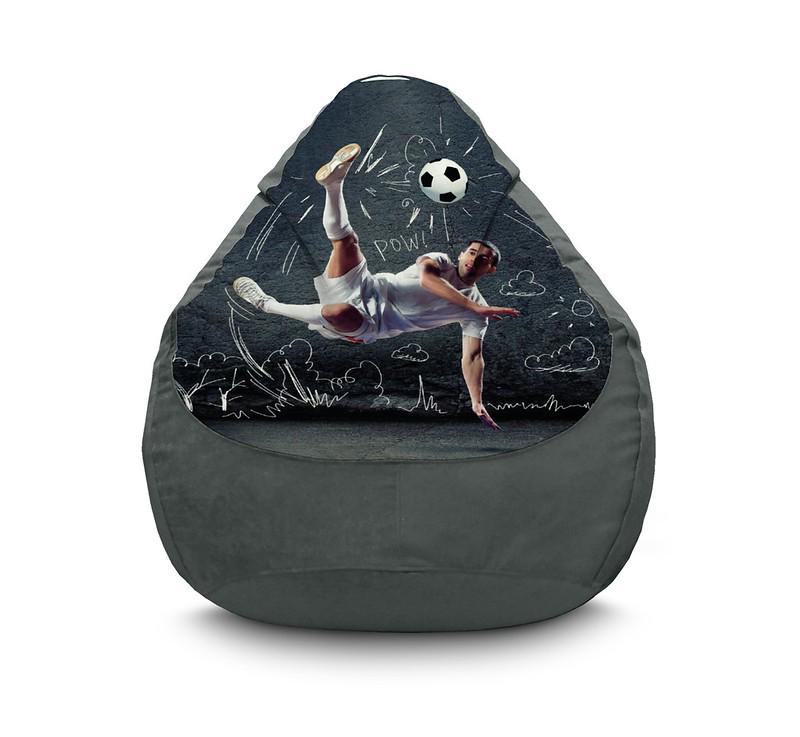Кресло мешок iPuff Football Freestyle Флок XL 80x110 см Серый Кресло мешок iPuff Football Freestyle Флок XL 80x110 см Серый