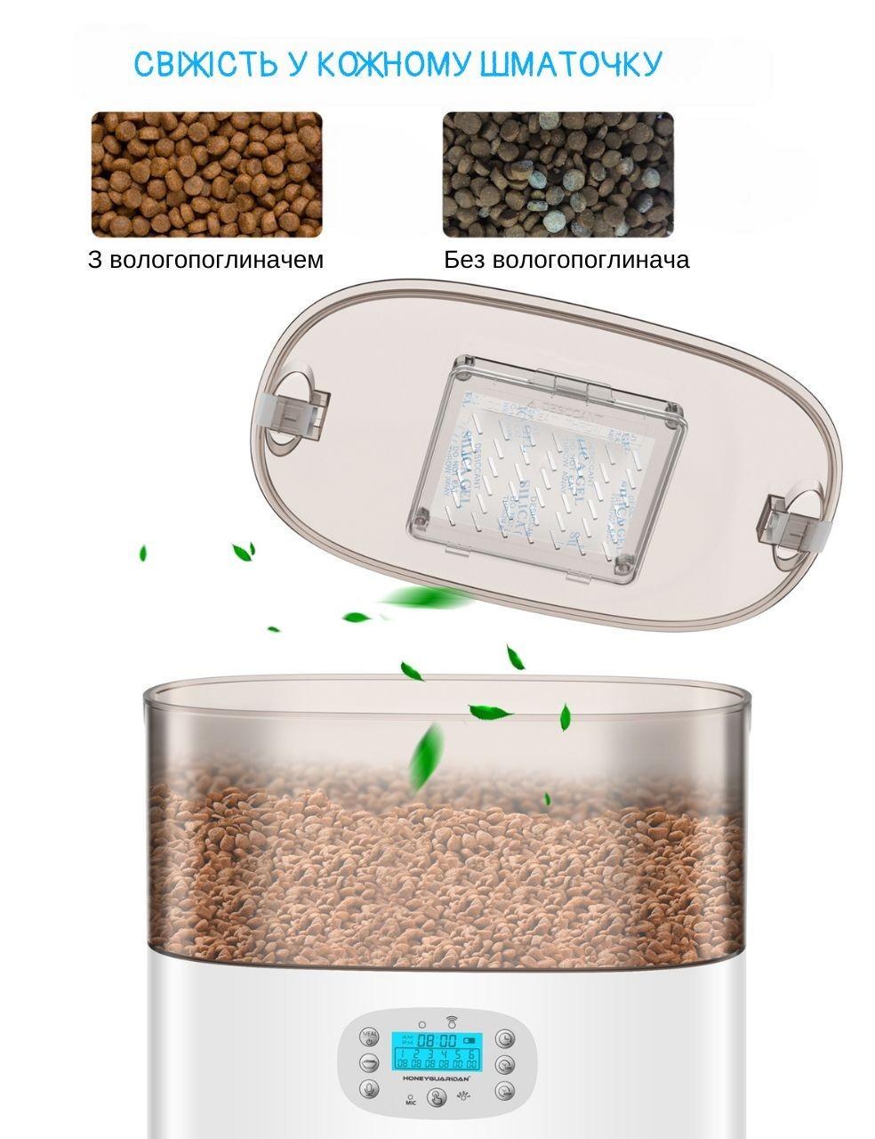 Годівниця автоматична для котів та собак HONEYGUARIDAN S56D 5,6 л Wi-Fi 2 миски (1736839585) - фото 5 Годівниця автоматична для котів та собак HONEYGUARIDAN S56D 5,6 л Wi-Fi 2 миски (1736839585) - фото 5