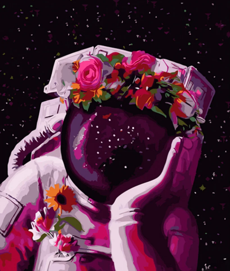 Картина по номерам Strateg Цветочный космонавт 40x50 см (GS581)