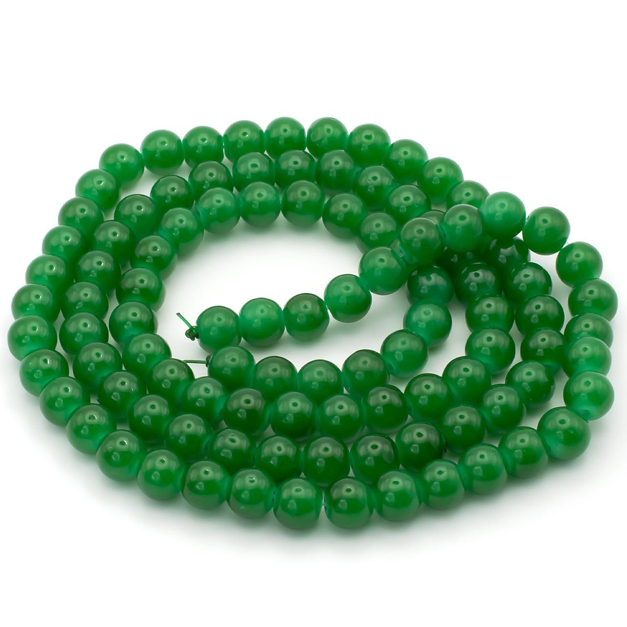 Бусины стеклянные имитация камня 8 мм 80 см 105 шт. Зеленое море (БЖ0008н30)