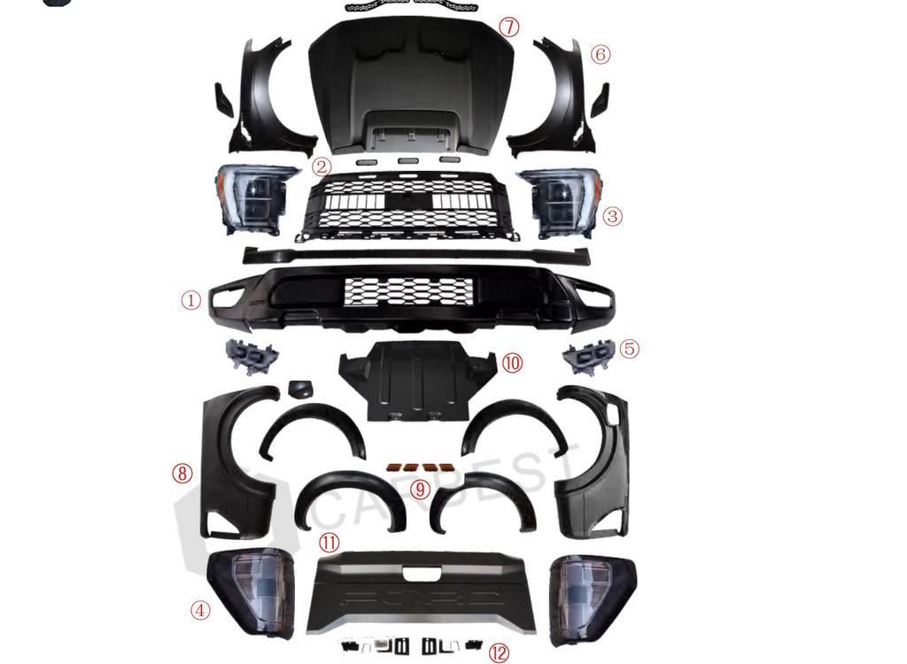 Комплект обвесов дизайн GBT F150 Raptor 2023 для Ford Ranger 2011-2022 гг. abs-пластик (132049)