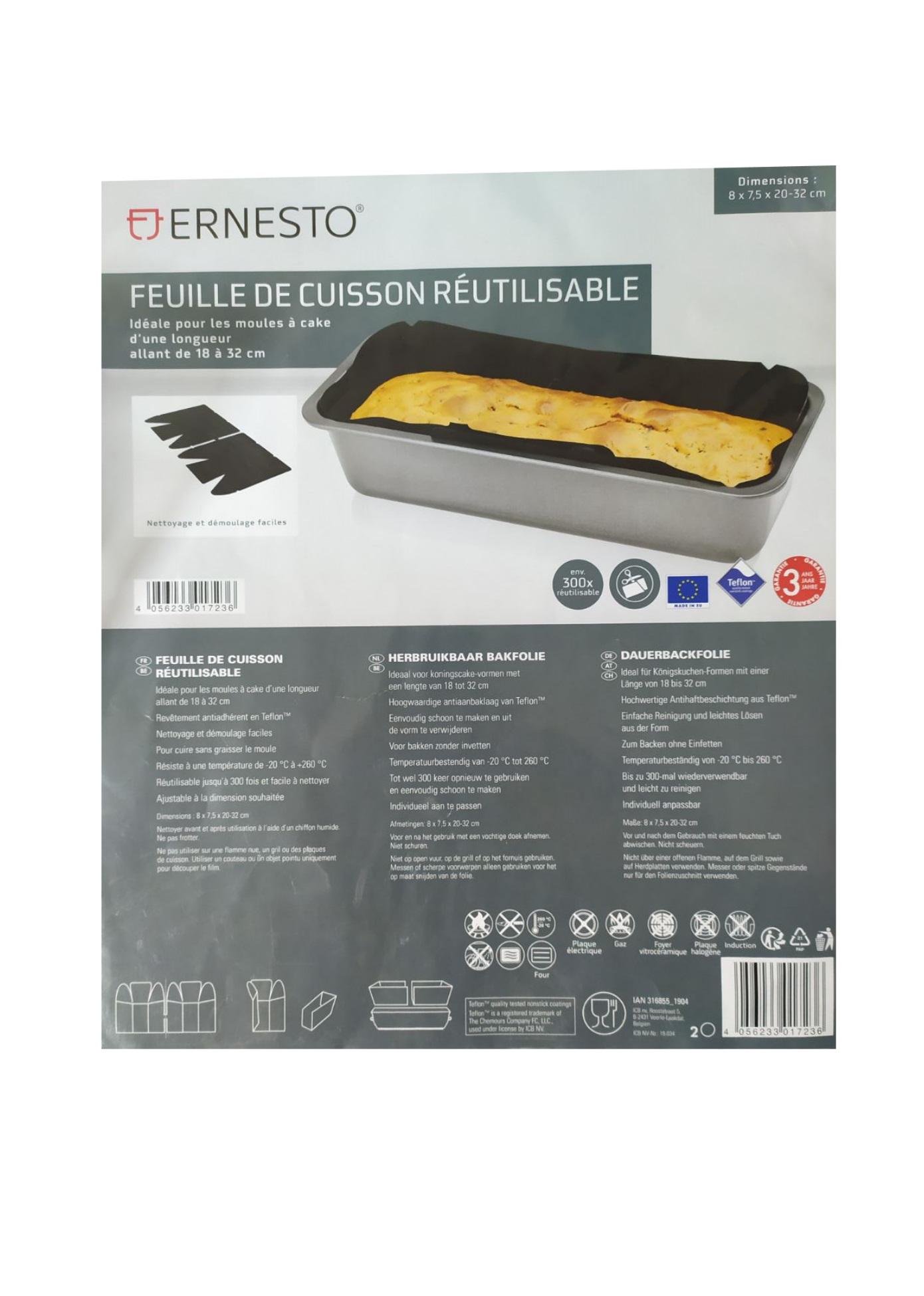 Багаторазова антипригарна фольга Ernesto 8х7,5х20-32 см для випічки Чорний