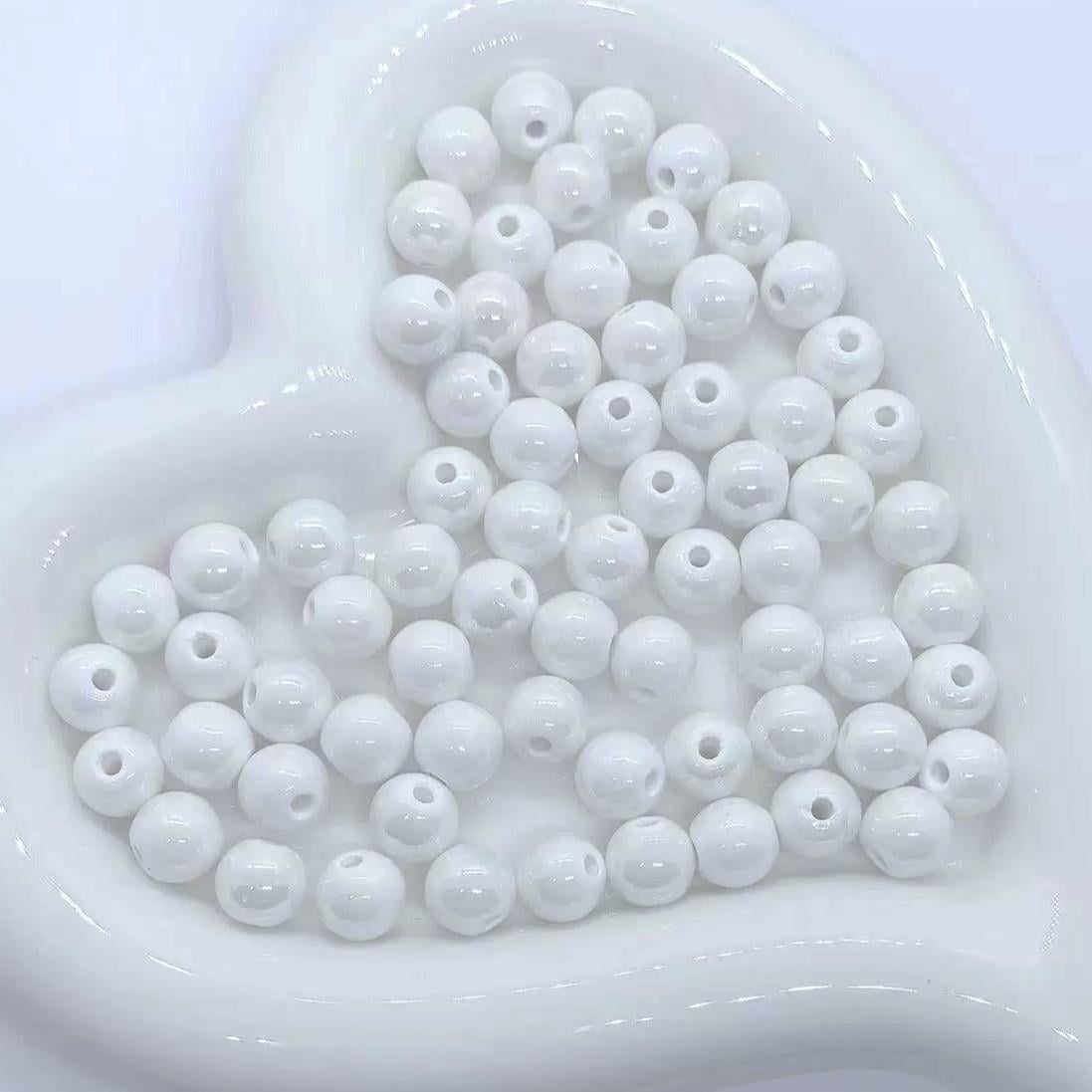 Бусины Шар керамические 10 мм 5 шт. Белый (КБ0010ш02)