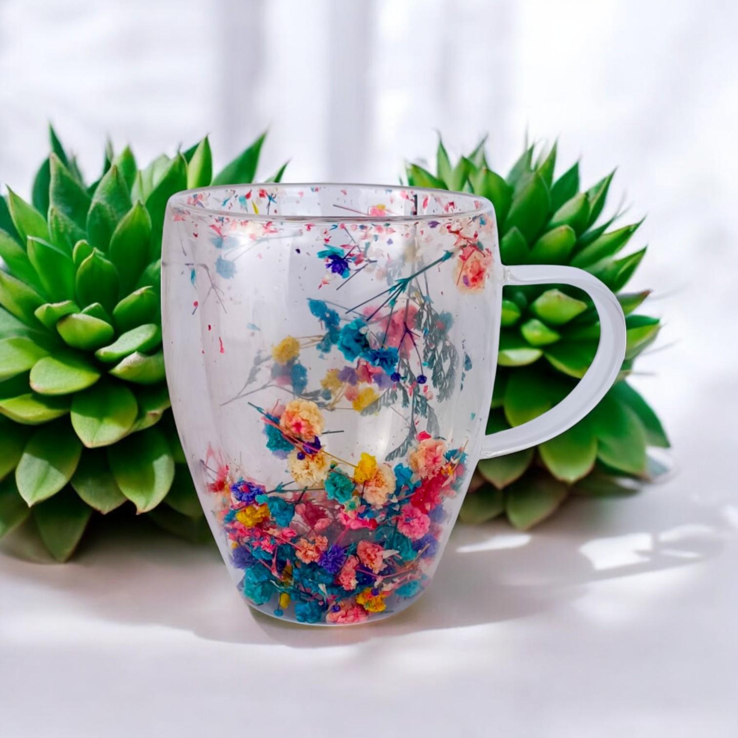 Чашка з подвійним дном із сухоцвітами 350 мл Прозорий (4976) - фото 3 Чашка з подвійним дном із сухоцвітами 350 мл Прозорий (4976) - фото 3