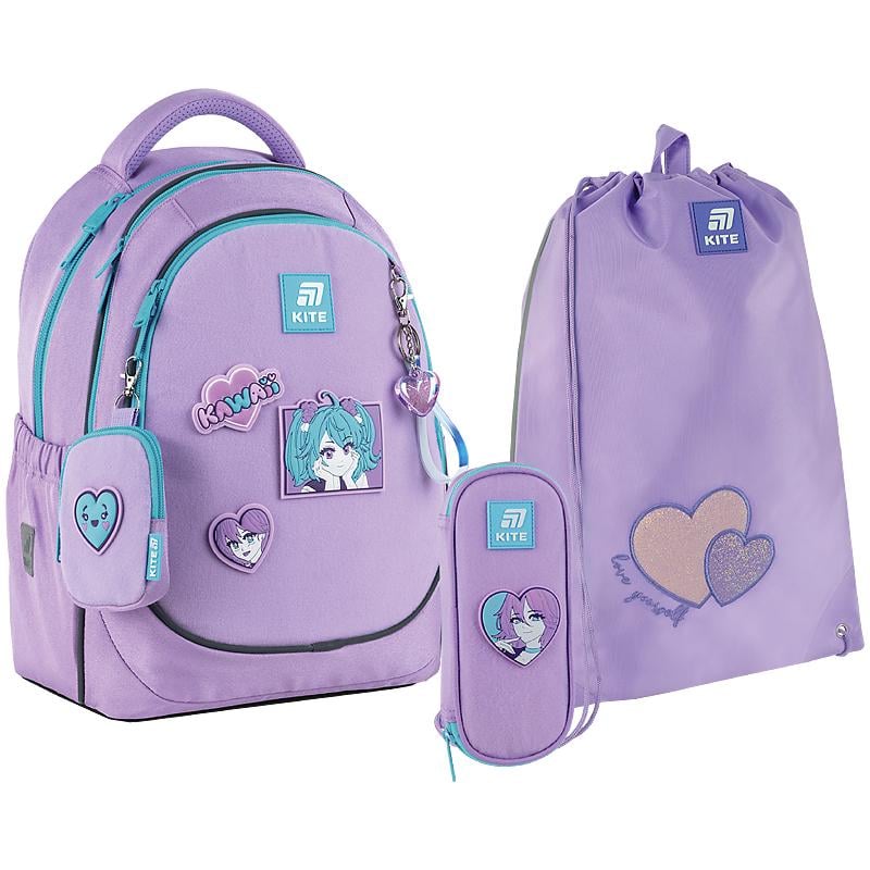 Шкільний набір KITE Education Kawaii Love SET_K25-700M-6 рюкзак/пенал/сумка