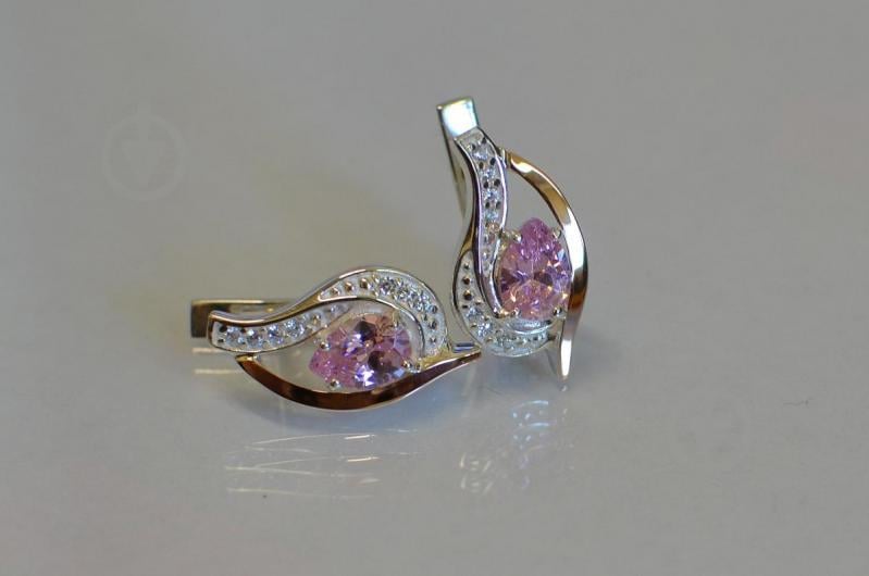 Серебряные серьги Sil с элементами золота 078s-1 Розовый (Sil-917)