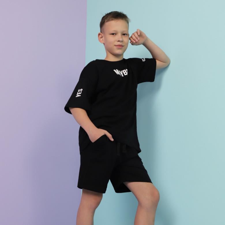 Футболка подростковая хлопковая для мальчика GBI Teens Maybe 152 см Черный (13745)