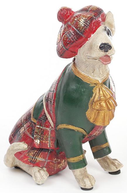 Декоративная фигурка Собака шотландка в зеленом кафтане 15 см (BD-419-113-PA)