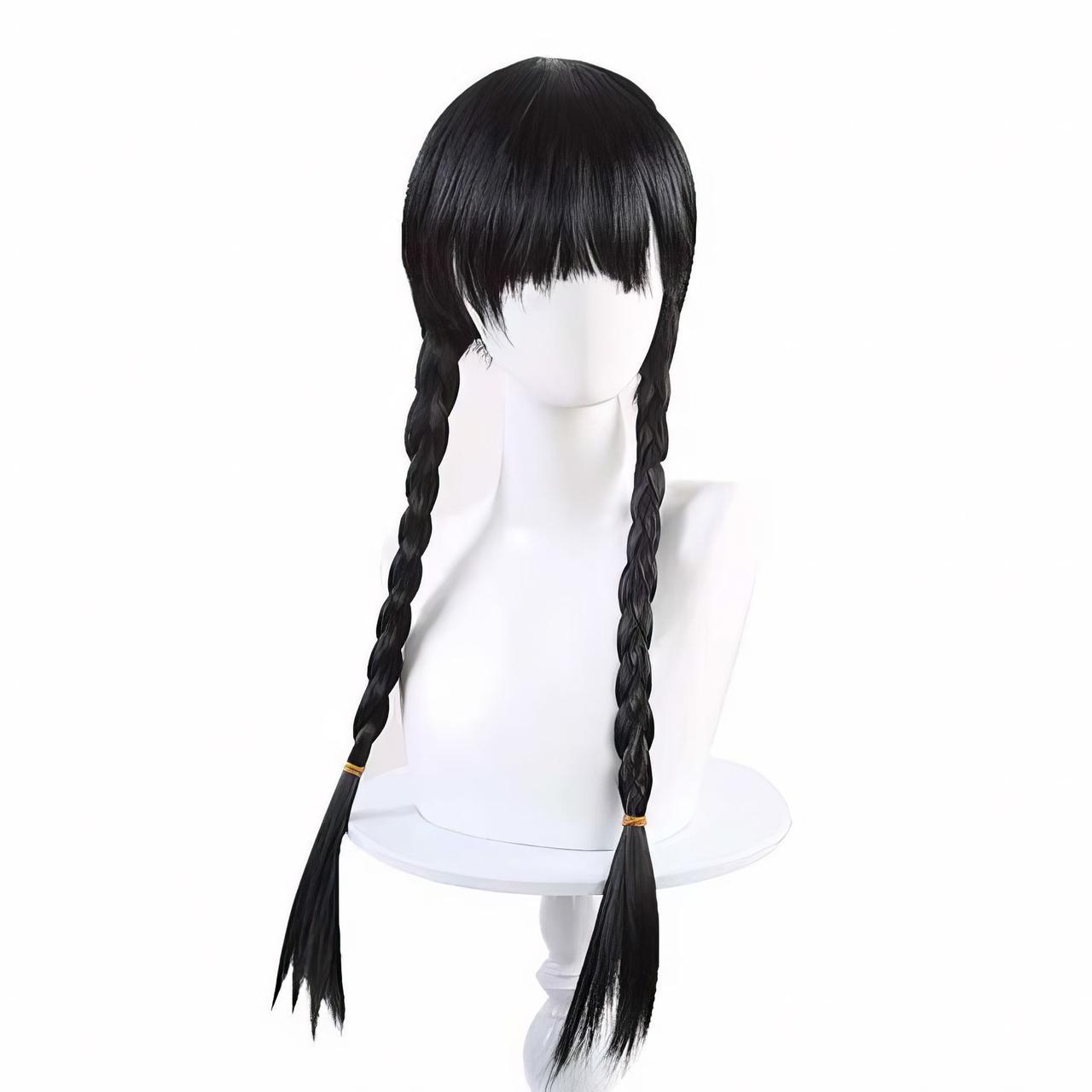 Перука для косплею чубчик і кіски в стилі Венсдей Аддамс 65 см Брюнет (K000798) - фото 3 Перука для косплею чубчик і кіски в стилі Венсдей Аддамс 65 см Брюнет (K000798) - фото 3