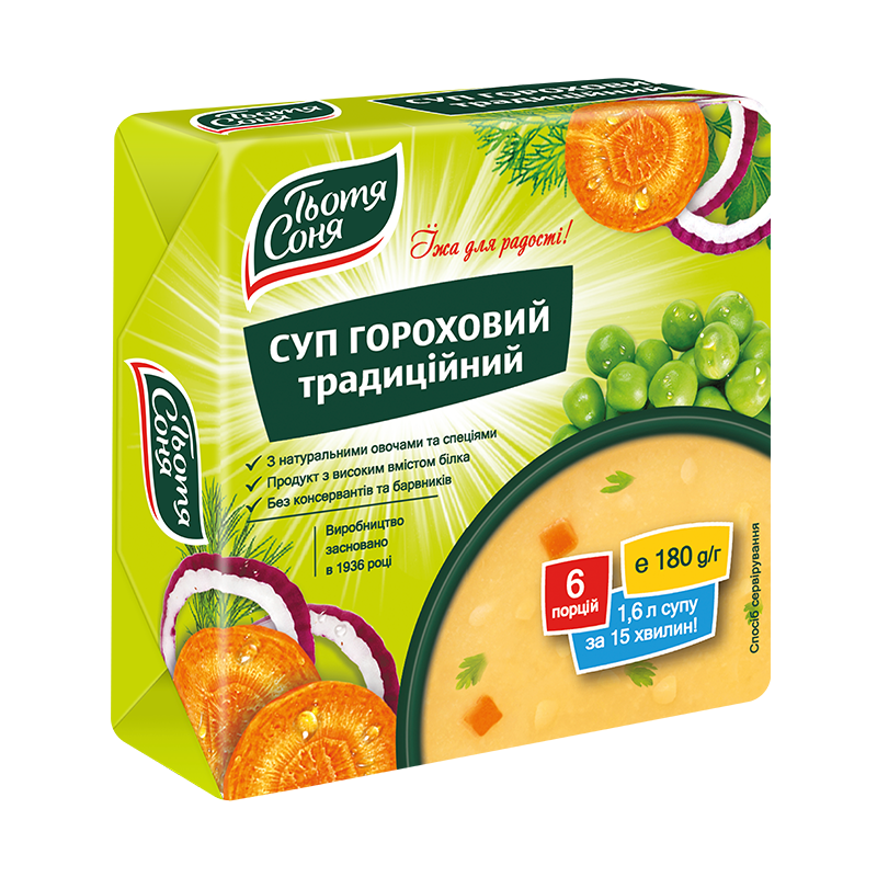 Суп быстрого приготовления Тьотя Соня Гороховый традиционный брикет 180 г (1879845662)