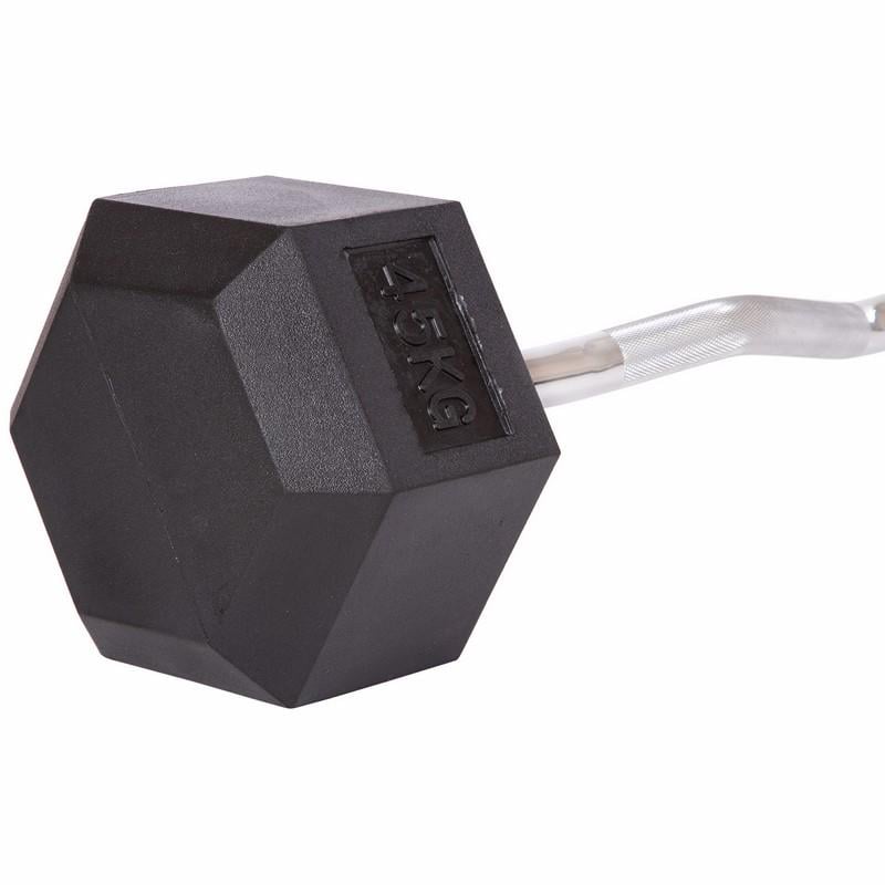 Штанга фиксированная обрезиненная Rubber Hexagon Barbell Zelart TA-6231-45 95 см 45 кг (DR002558) - фото 3