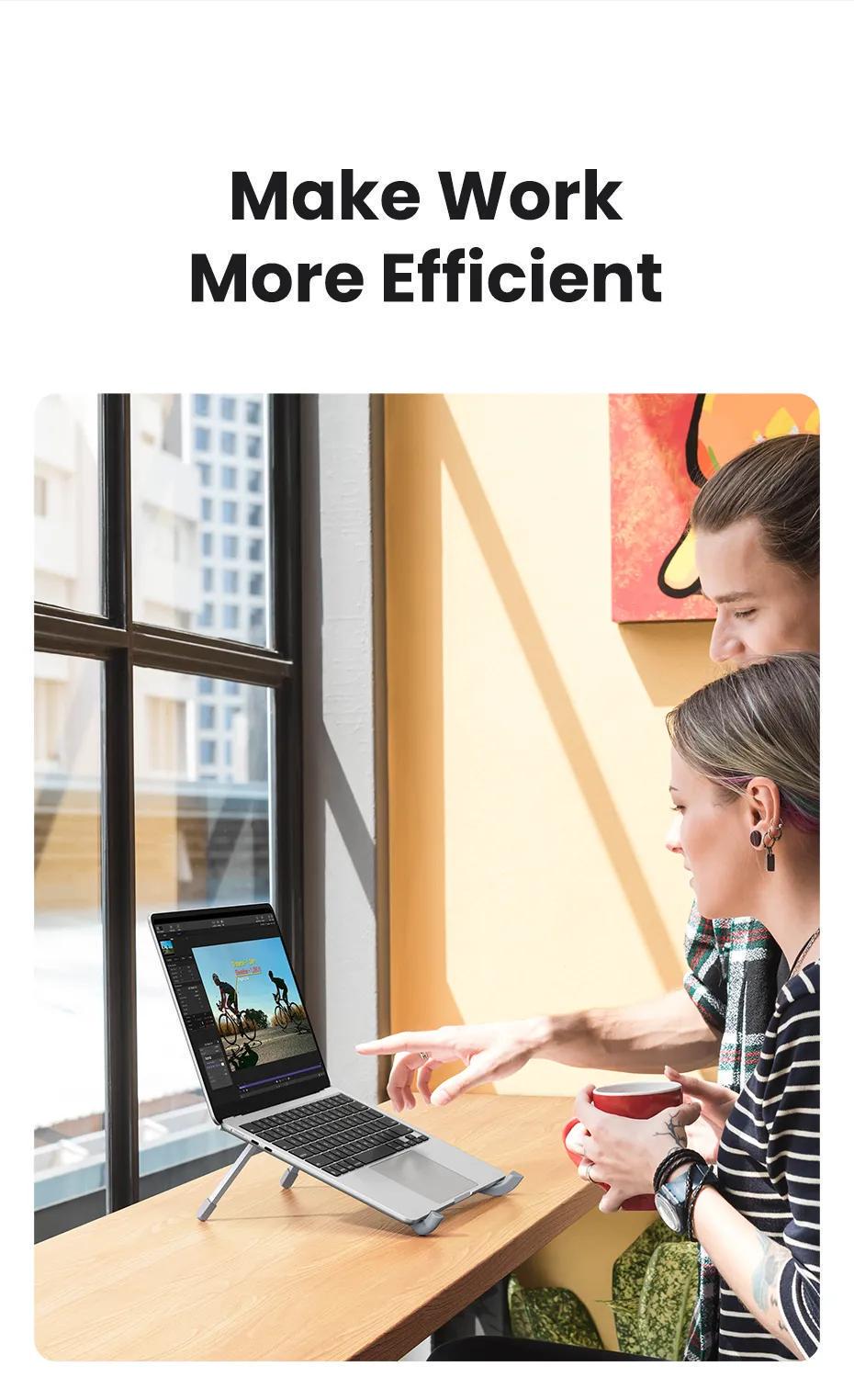 Підставка для ноутбука UGREEN до 17.3" алюмінієва складана легка вентильована Сріблястий (15622) - фото 2