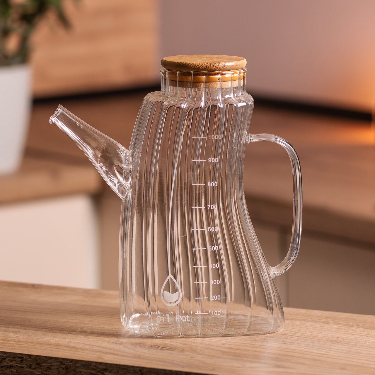 Глечик для олії та оцту з боросилікатного скла 1 л (HP-34-3) - фото 2 Глечик для олії та оцту з боросилікатного скла 1 л (HP-34-3) - фото 2