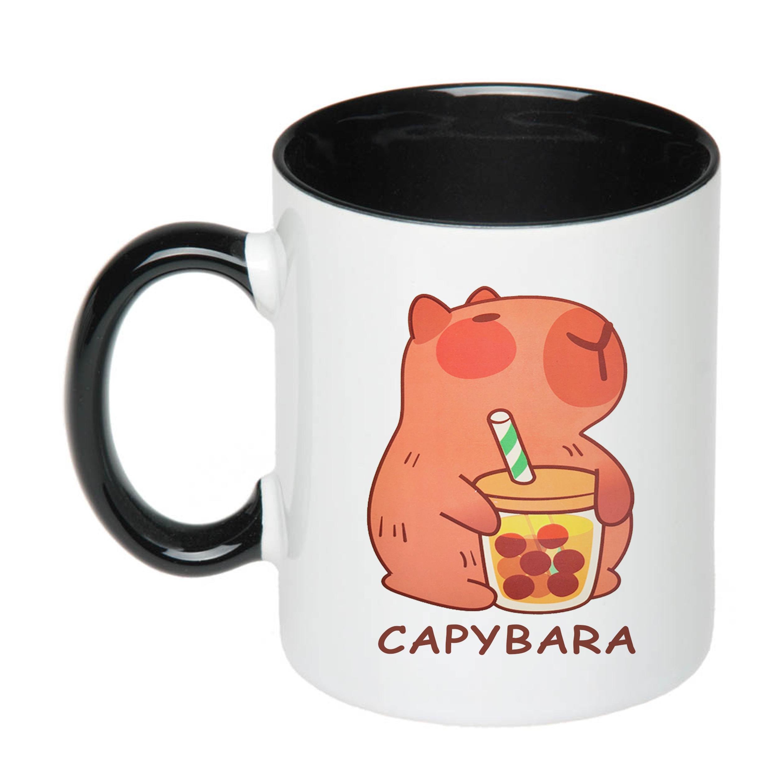 Чашка с печатью Капибара 330 мл Черный (23940) - фото 1 Чашка с печатью Капибара 330 мл Черный (23940) - фото 1
