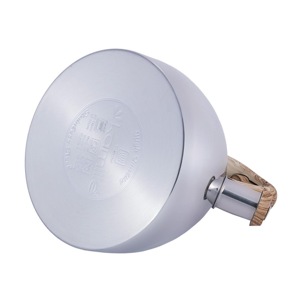 Чайник со свистком Kamille KM-1090 из нержавеющей стали и бакелитовой ручкой под дерево 2,7 л Стальной (150-84-1090) - фото 7 Чайник со свистком Kamille KM-1090 из нержавеющей стали и бакелитовой ручкой под дерево 2,7 л Стальной (150-84-1090) - фото 7