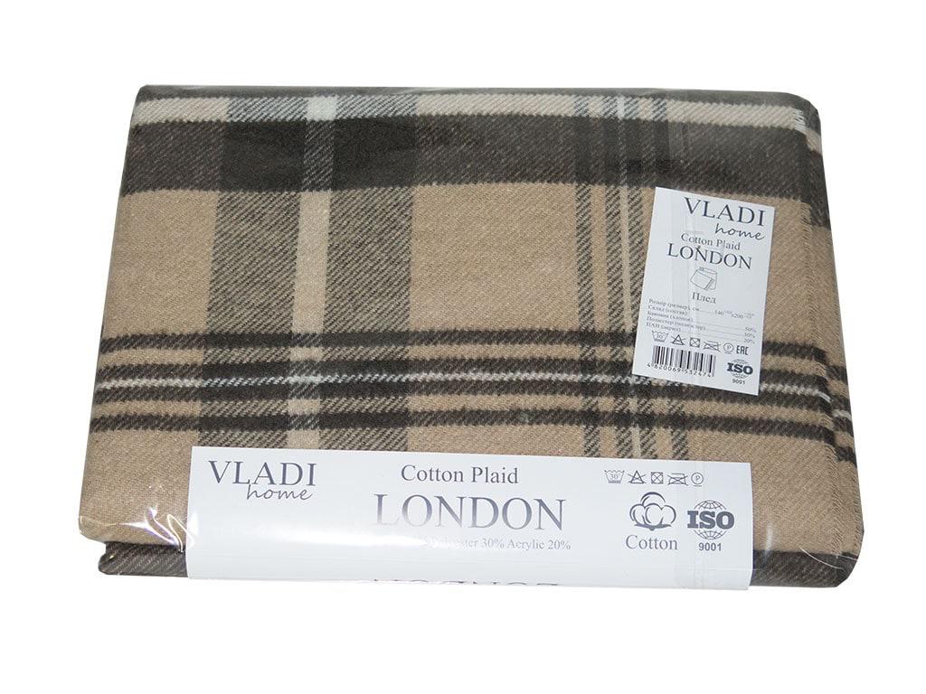 Плед хлопковый Vladi Лондон 140х200 клетка Бежевый