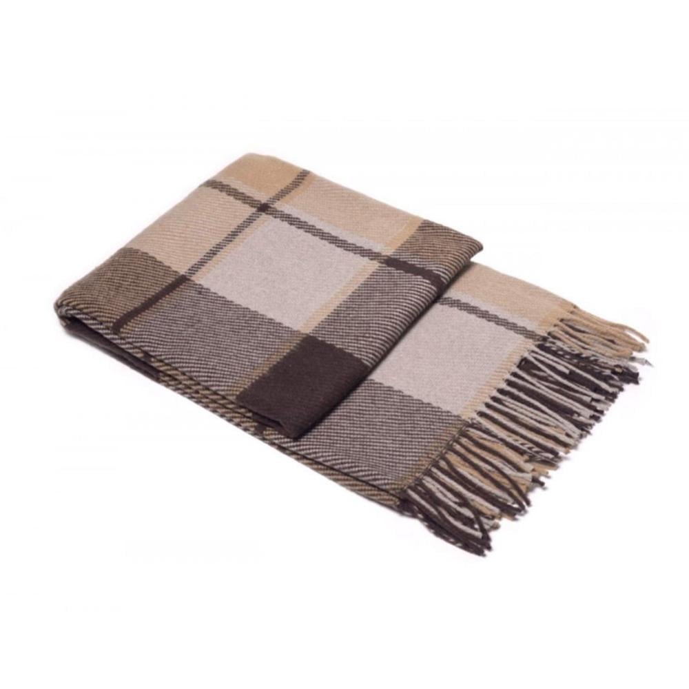 Плед полушерстяной 140х200 см Темно-бежевый