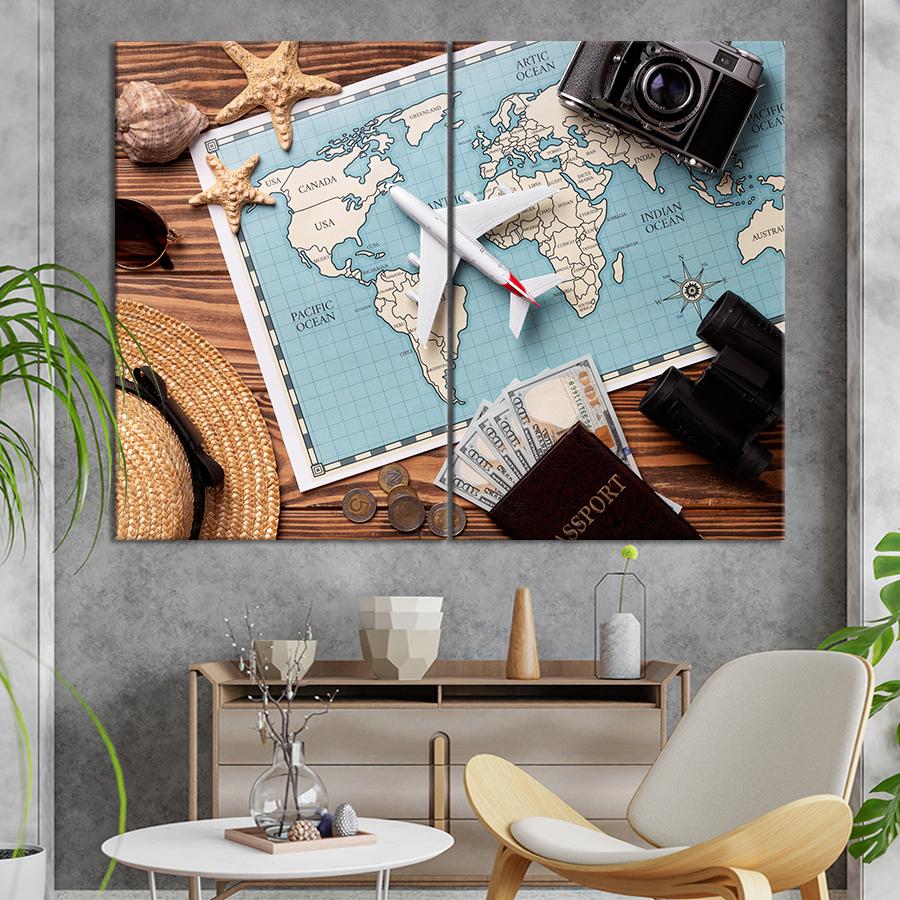Картина карта Туристический натюрморт 165x122 см (A1361-2)